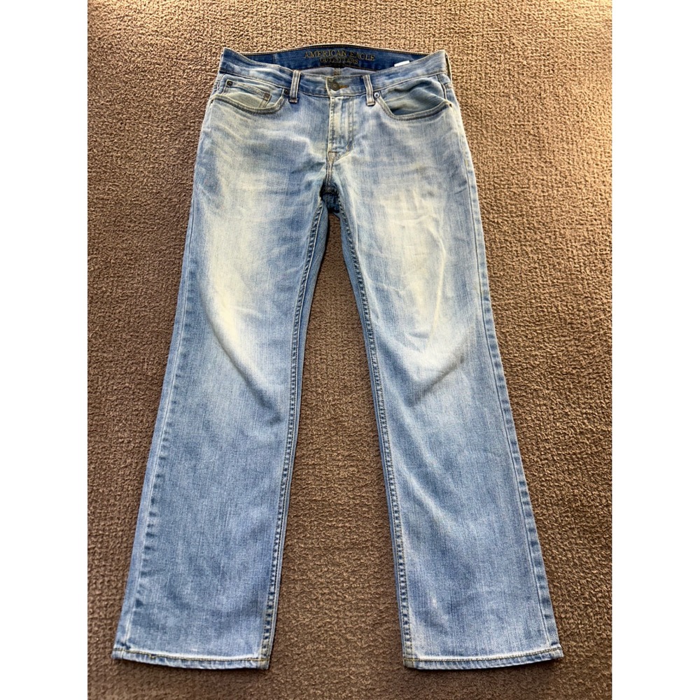 American Eagle Original Straight Core Flex Light Wash Jeans 30x30 Mens Blue